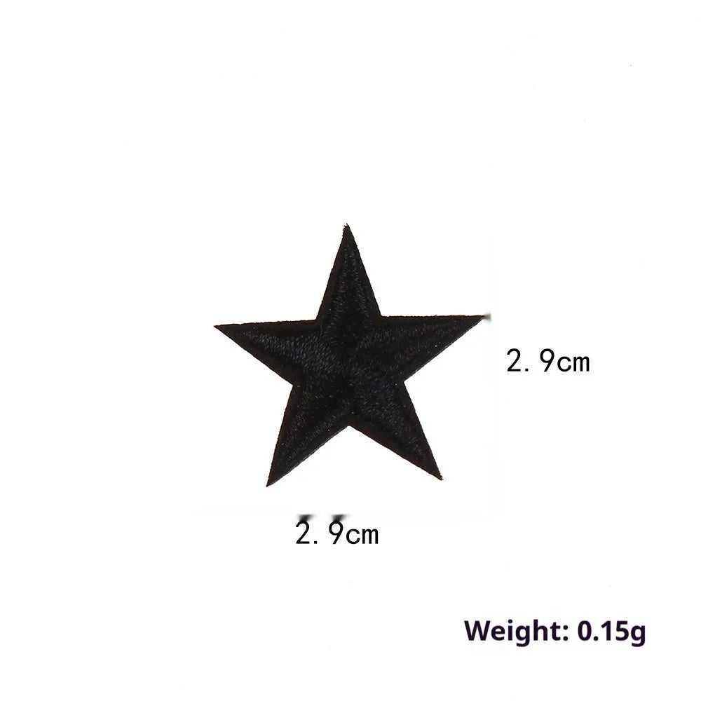 Colourful embroidered five-pointed star cloth stickers for DIY fabric decoration