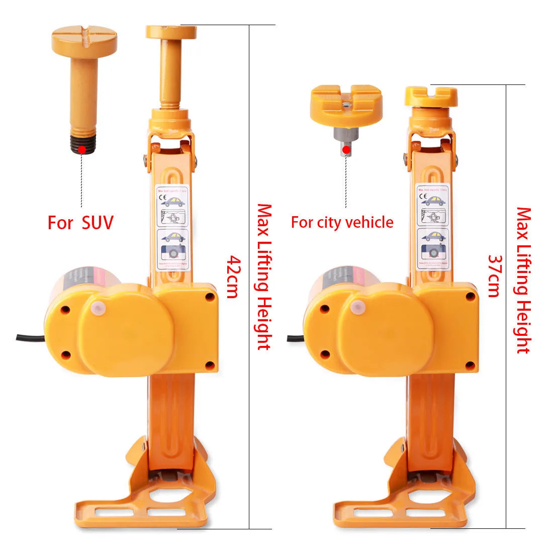 Yellow steel electric car jack set with electric wrench for vehicle tyre changes