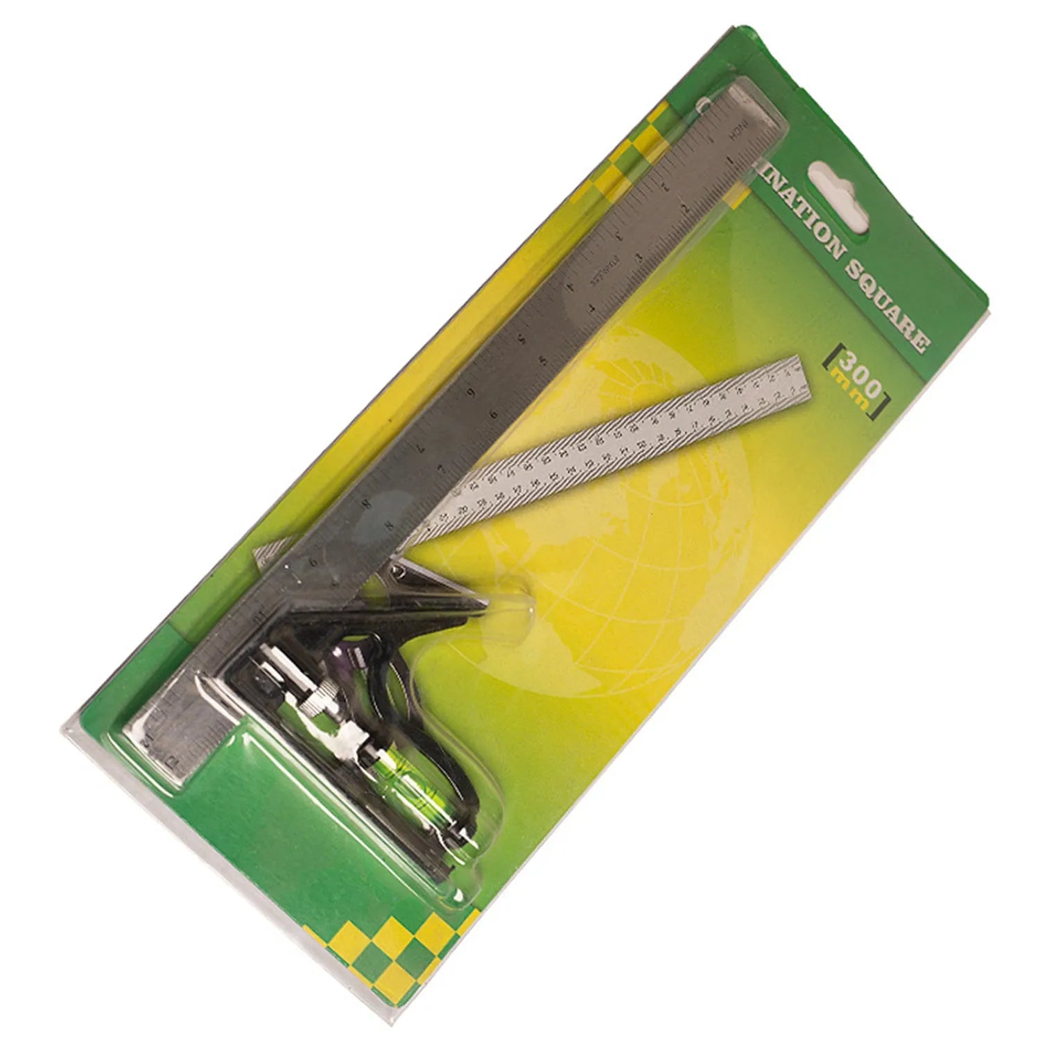 Red thin 7-inch metal combination angle ruler for civil surveying with metric graduation on both sides