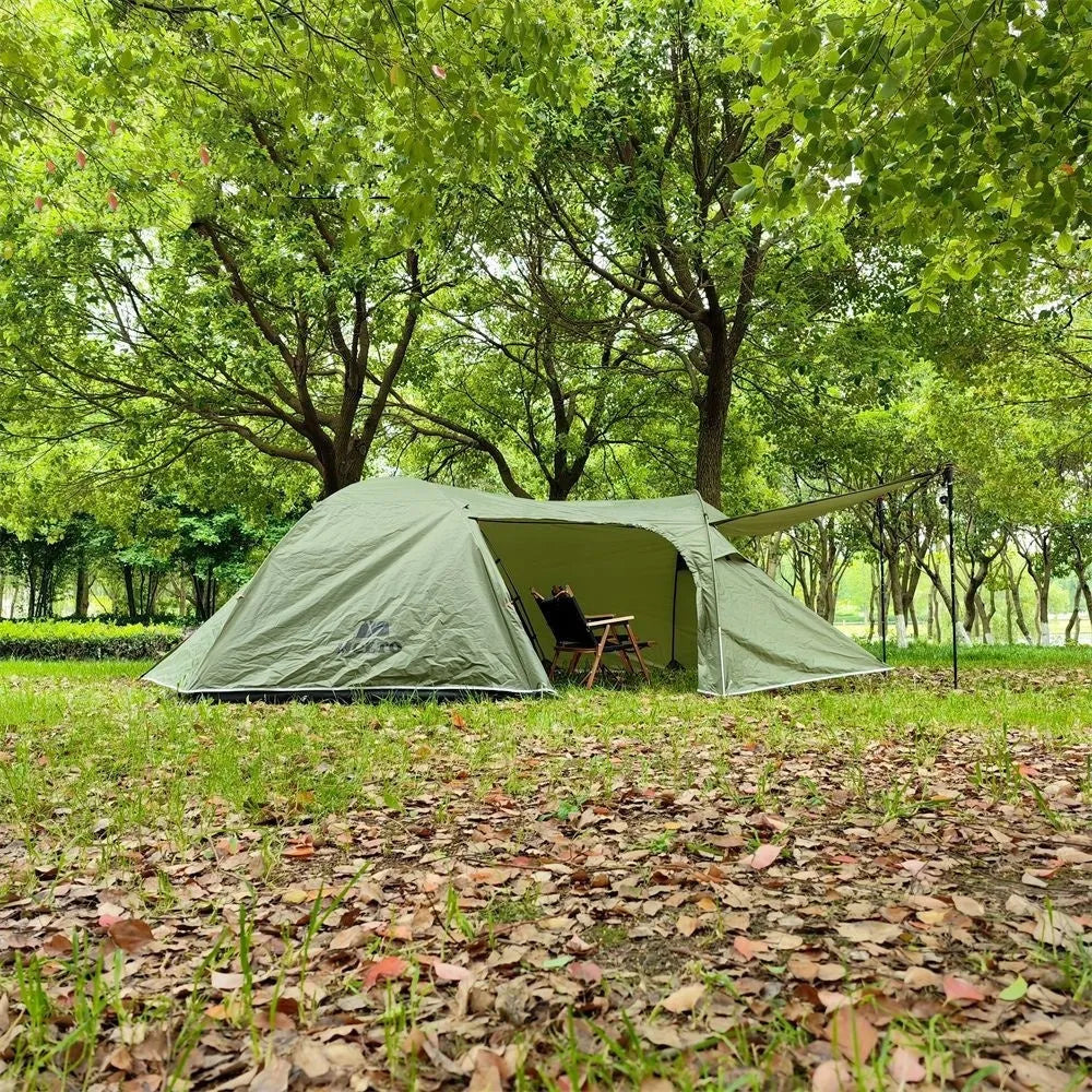 Camping tent for 3-4 people aluminium pole windproof rainproof family outdoor shelter army green colour