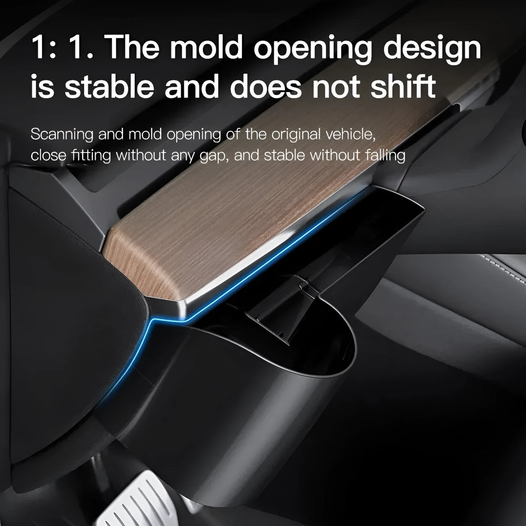 Tesla Model 3 and Model Y dashboard cup holder with waterproof plastic construction and carrying handle