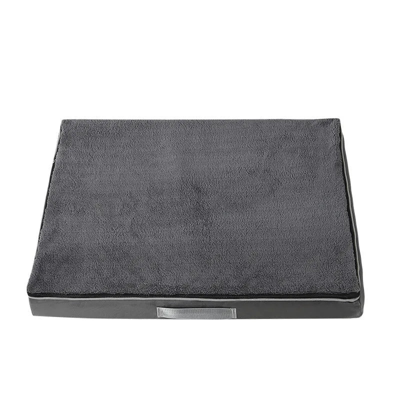 Removable washable memory sponge dog mat in brown, showing soft texture and size.