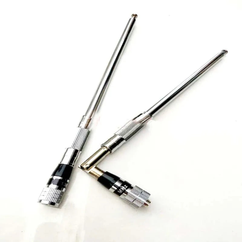 Silver stainless steel lengthened folding telescopic rod antenna with SMA and BNC interfaces for handheld transceiver