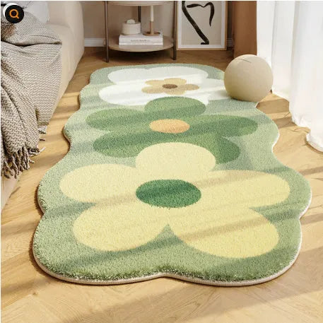 Flower shaped cartoon alien bedside blanket in gradient flower pink colour pattern
