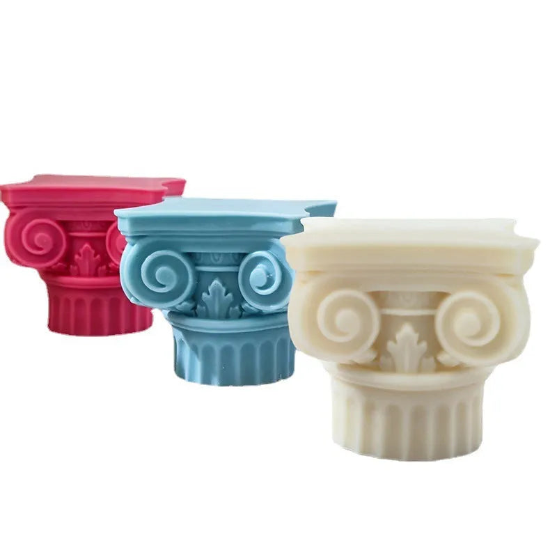 A tall, irregular-shaped Roman pillar silicone mould for candles and crafts.