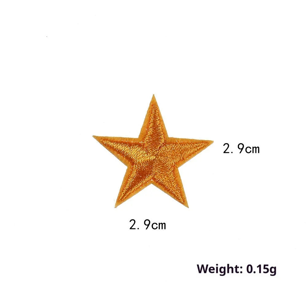 Colourful embroidered five-pointed star cloth stickers for DIY fabric decoration