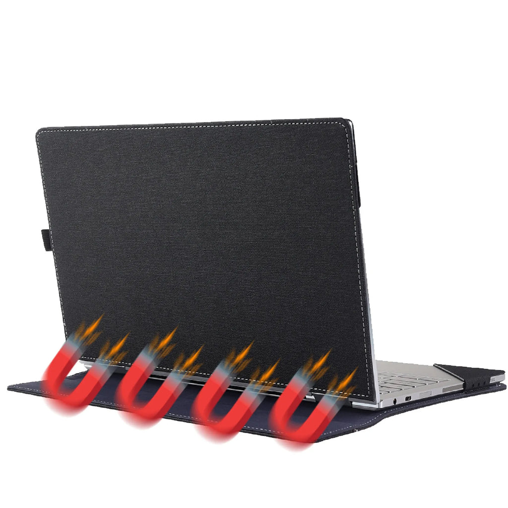 Black imitation leather protective sleeve for Microsoft Surface Laptop 6 with Chinese-style fabric detailing