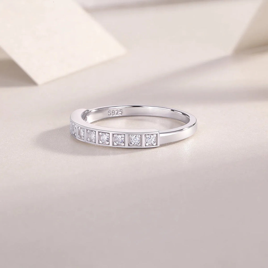 Moissanite wedding ring set S925 silver platinum plated with GRA certificate in gift box