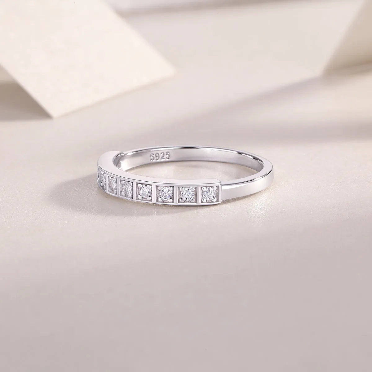 Moissanite wedding ring set S925 silver platinum plated with GRA certificate in gift box