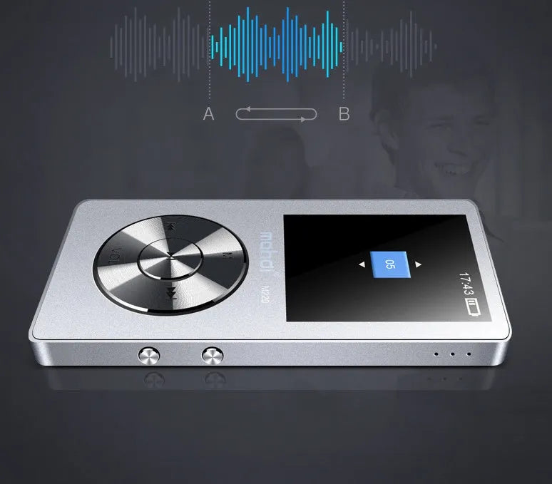 Gold, silver, or black all-metal MP3 music player with 1.8-inch screen