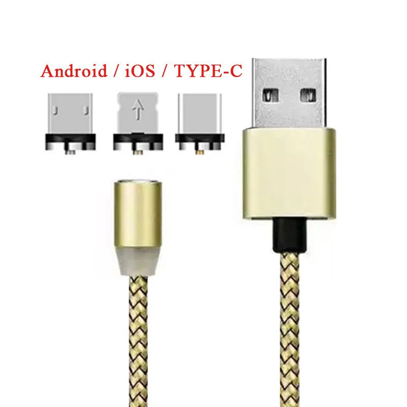 YBD magnetic LED charging cable 1 metre length with aluminium shell in multiple colours