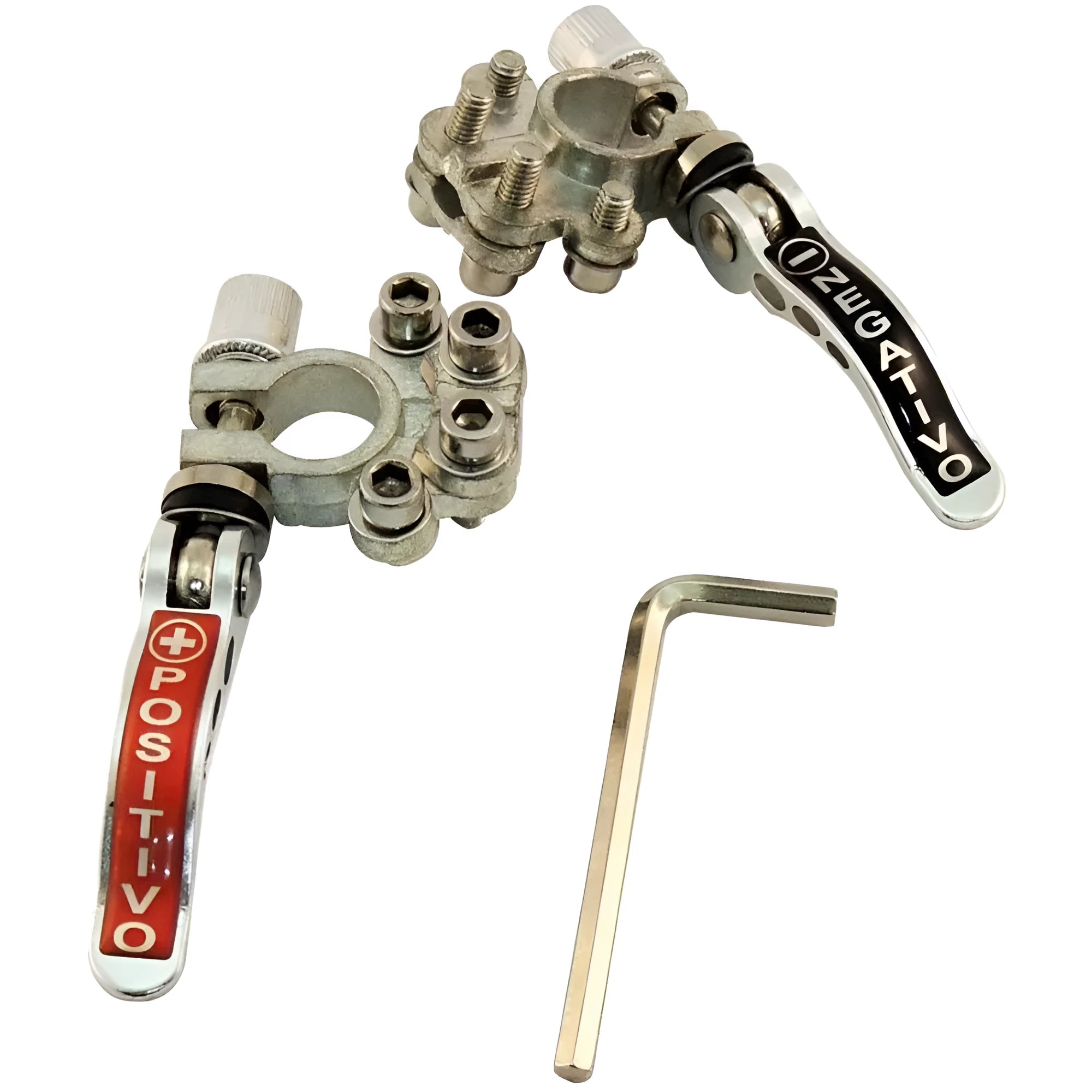 Cast pure copper car battery valve terminal connector with tin plating on a white background