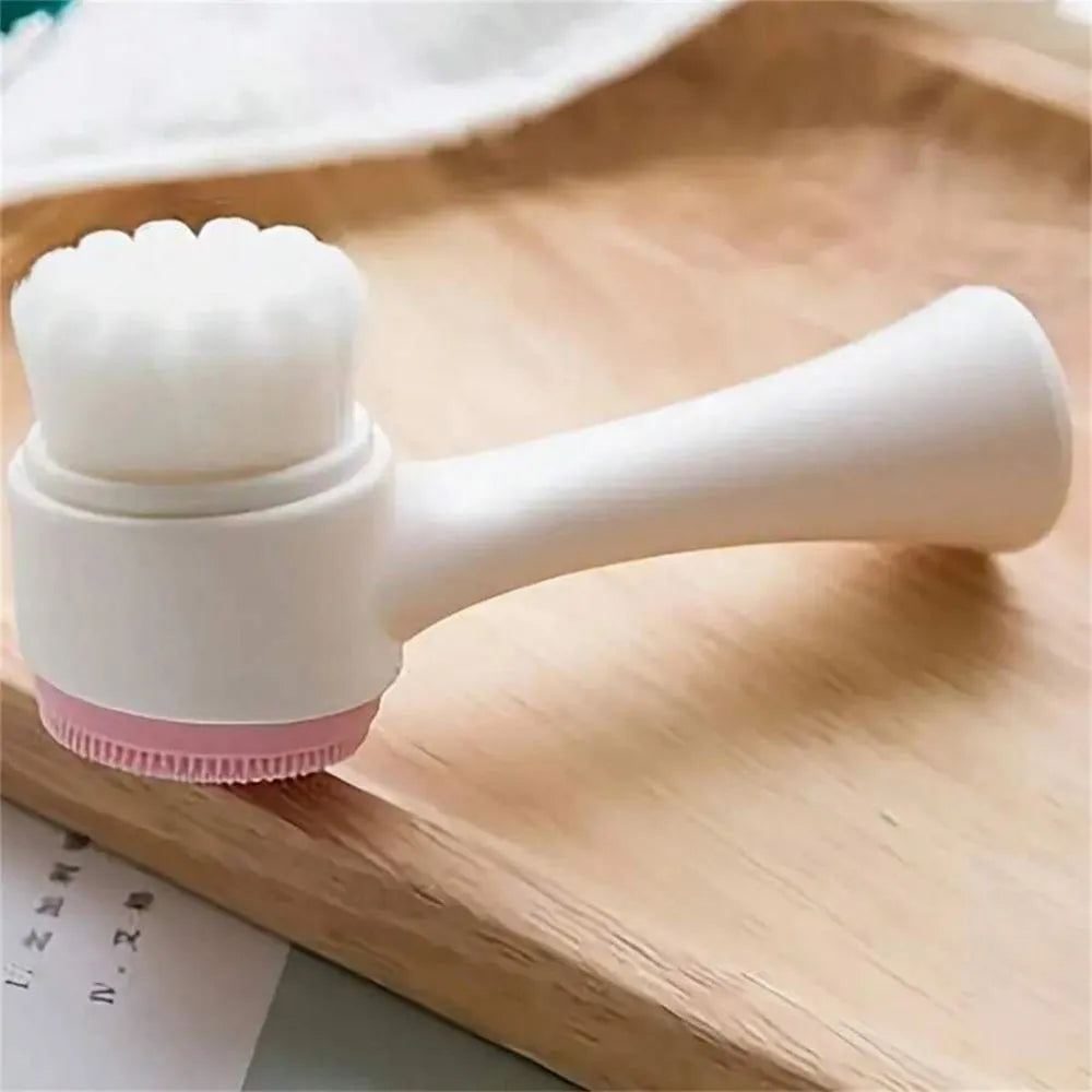 Blue nylon pet paw brush for gentle grooming of dogs and cats