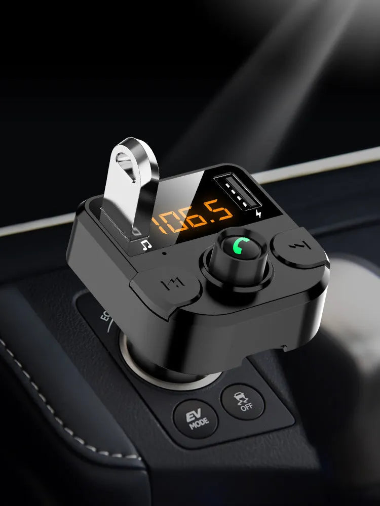 BT36B black car MP3 Bluetooth player with 1.1-inch display for cigarette lighter power connection