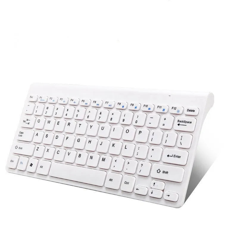 Black and white wireless keyboard and mouse set with 78 keys and 4 buttons