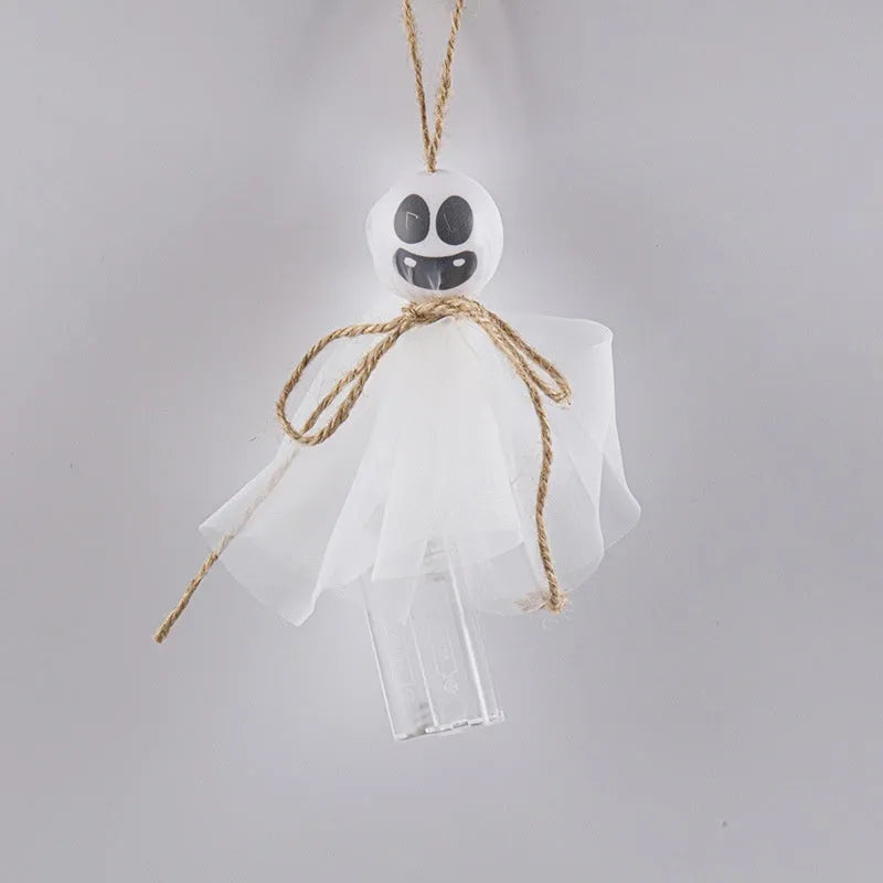 Halloween ghost themed LED string lights with colourful beads for battery-powered party decoration