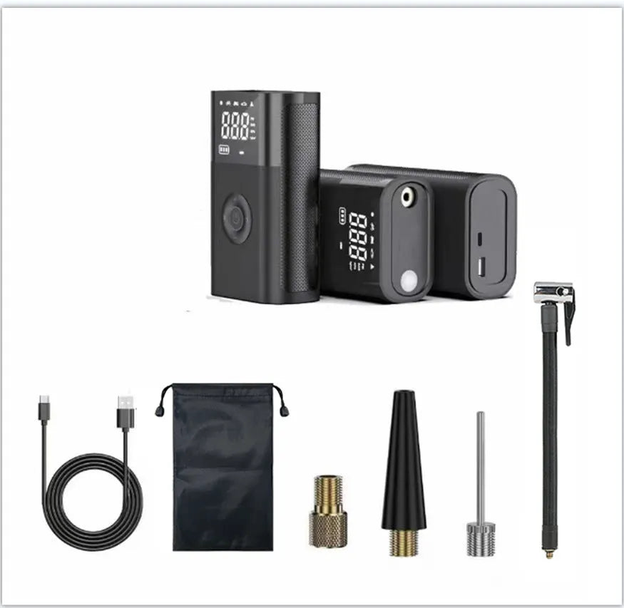 Handheld wireless digital air pump with ABS body and display screen for car and bicycle tire inflation