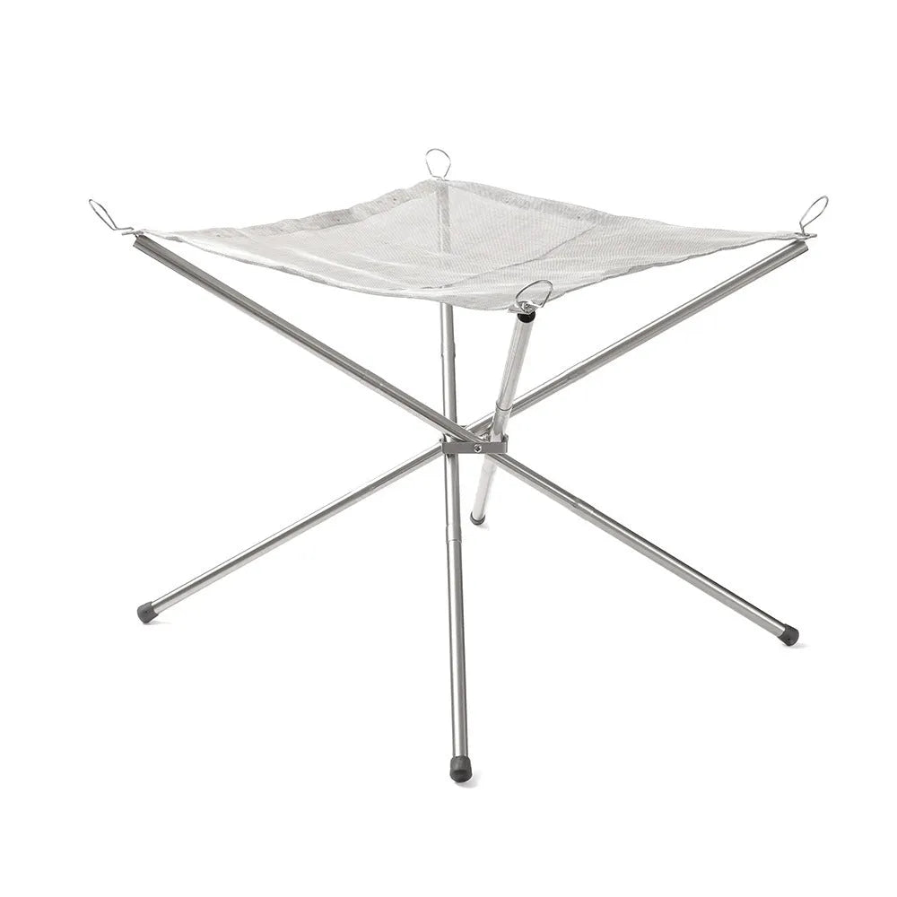 Silver stainless steel barbecue grill and net set for outdoor group cooking