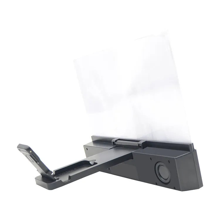 12 inch mobile phone screen amplifier with acrylic lens in ABS housing showing dimensions and Bluetooth connectivity