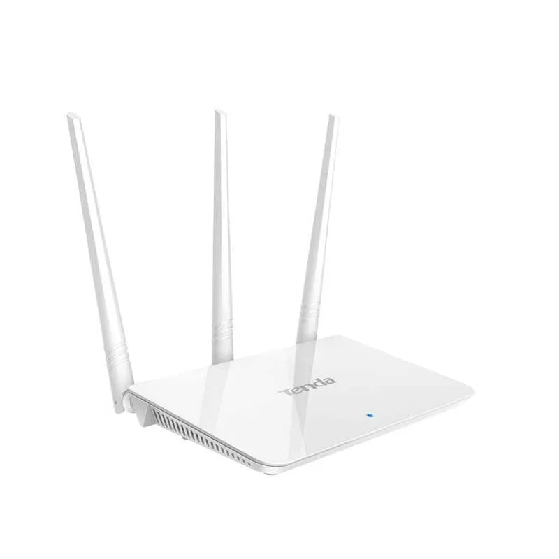 White dual-band wireless router with 2.4GHz and 5GHz frequency support