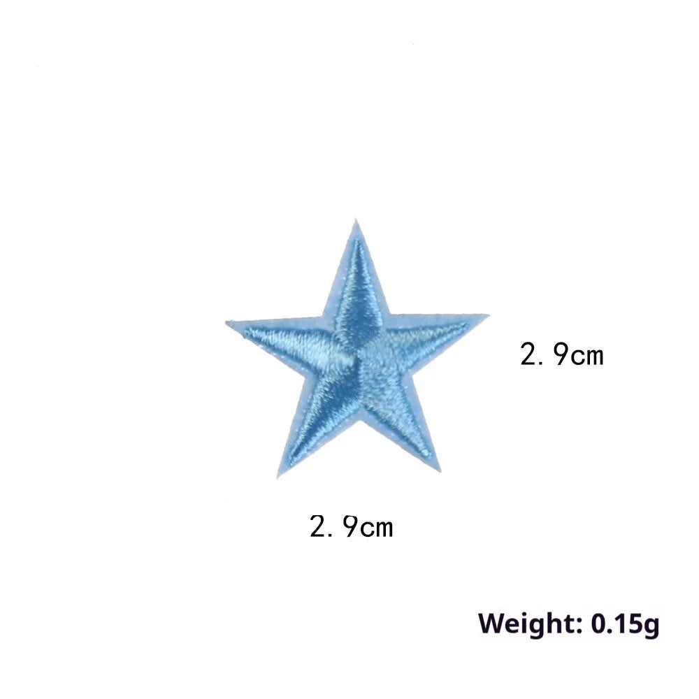 Colourful embroidered five-pointed star cloth stickers for DIY fabric decoration