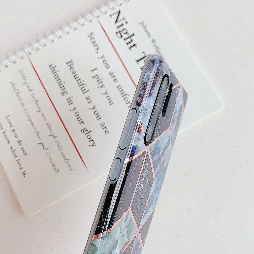 Electroplated marble design TPU phone case for Huawei and Samsung smartphones in multiple colours