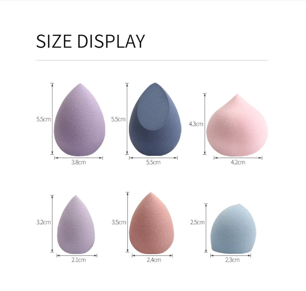 5 pack mini beauty eggs makeup sponges in blue, pink, and purple with multi-surface design