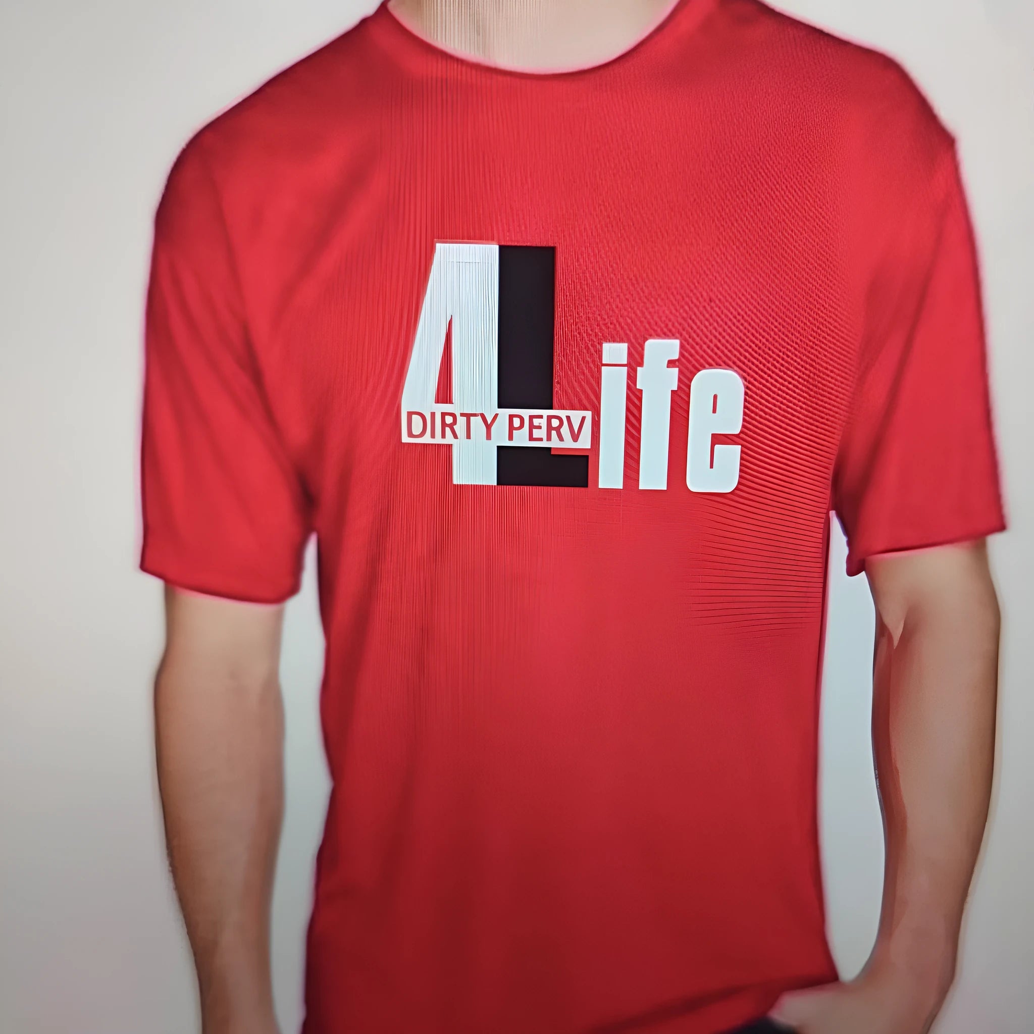 Red cotton men's T-shirt with short sleeves and round neck in loose summer fit