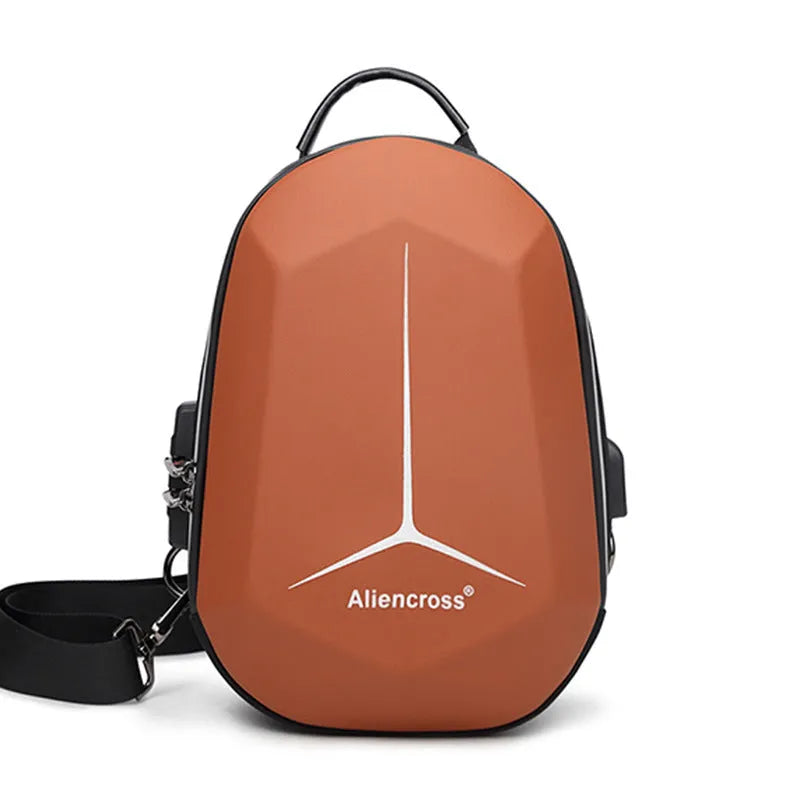 Waterproof Oxford cloth chest bag in black, shown with dimensions of 20cm by 10cm by 30cm.