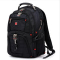 Black business computer backpack showing three compartments and laptop storage for 12-15 inch devices