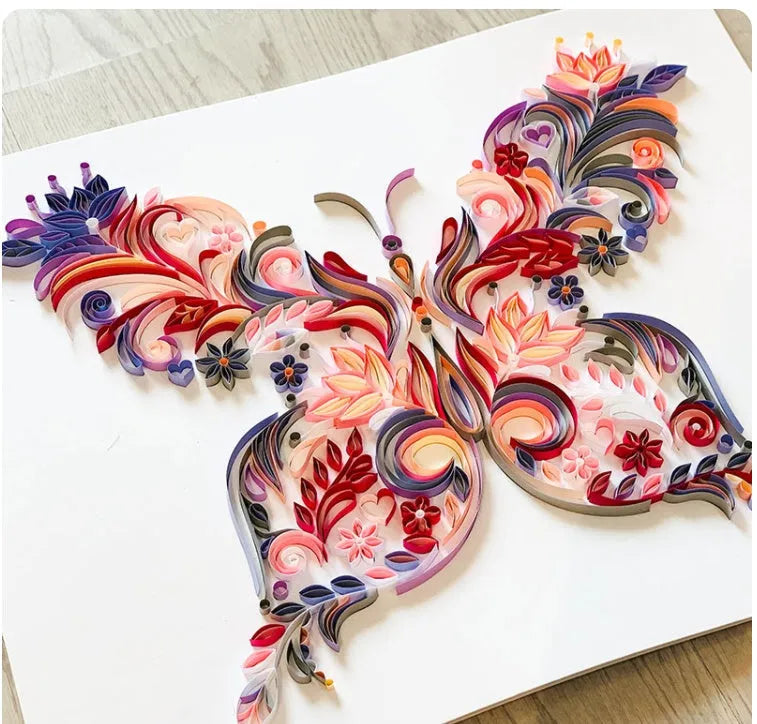 20 inch butterfly quilling paper craft kit with complete tools for handmade wall hanging ornament