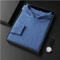 Men's cashmere hooded thickened sweater in solid colour, loose fit, long sleeves, front view