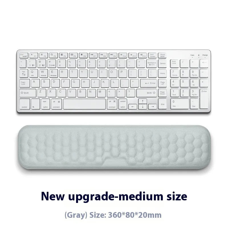 Memory foam computer wrist rest with silicone base in grey cloth cover style