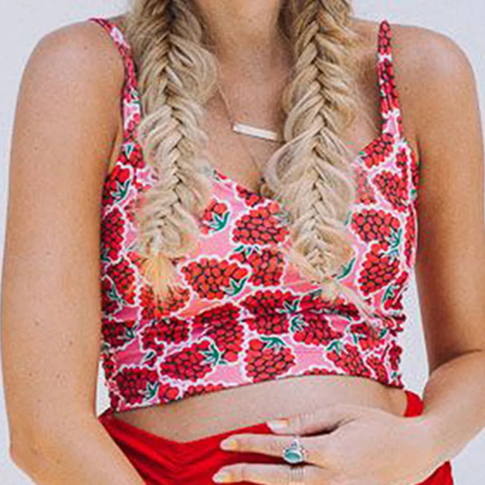 High waist maternity swimsuit with swim trunks in Red for pregnant women