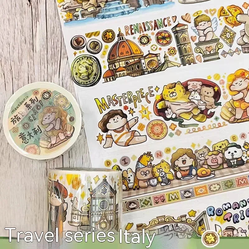 Cute cartoon character stickers for haemorrhoid tape packaging decoration on Japanese paper