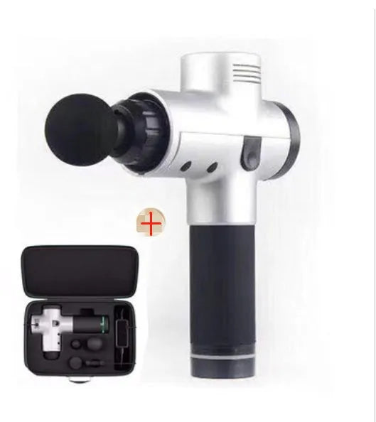 Relax Tissue Deep Muscle Massage Gun with 4 massage heads and LED display, 1.5kg, available in Black, Fibre, Red, and White