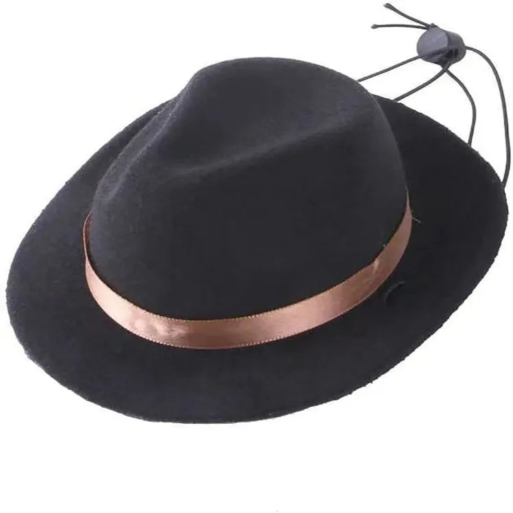 Handmade felt pet sun hat for small dogs and cats in denim style with hairpin