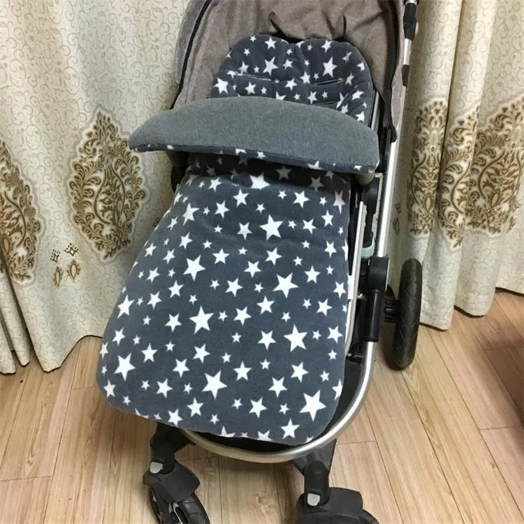 Envelope-style baby stroller sleeping bag with thick filling for winter, shown in a choice of colours.