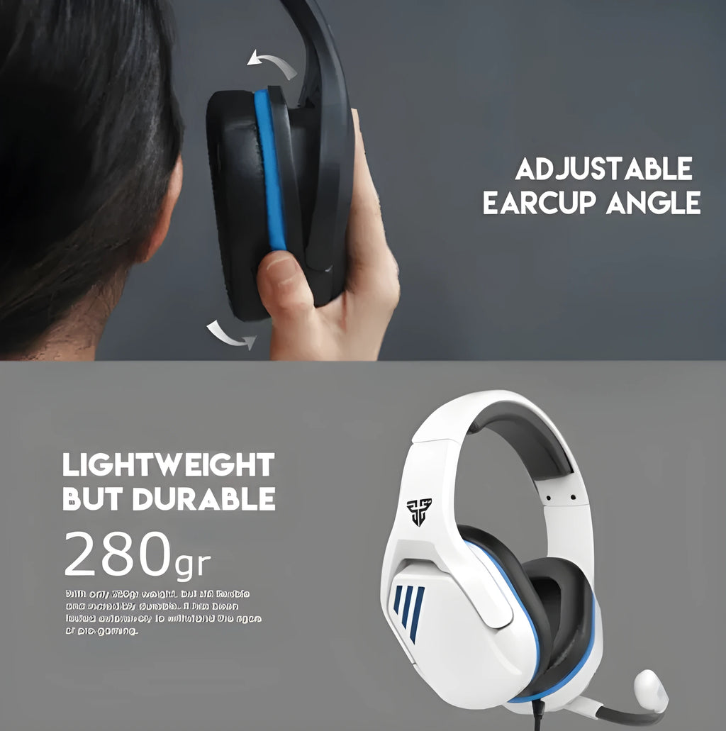 MH86 black and white esports gaming headset with 50mm drivers and omnidirectional microphone