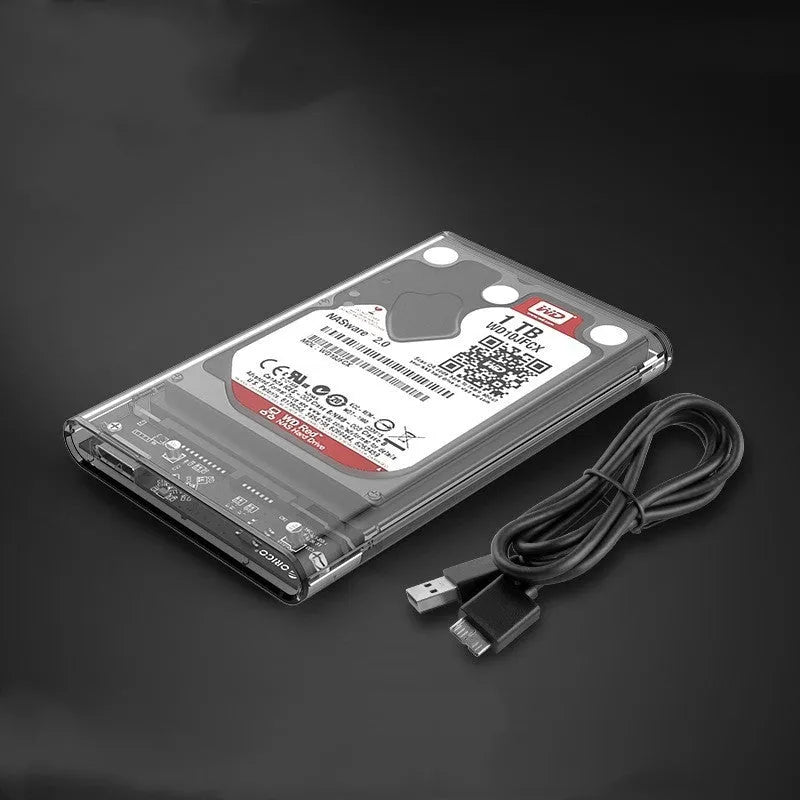 ORICO 2139U3 transparent 2.5 inch USB 3.0 SATA hard drive enclosure with blue LED light