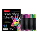 Pack of 12 acrylic paint markers for crafts on multiple surfaces like wood, glass, and canvas.
