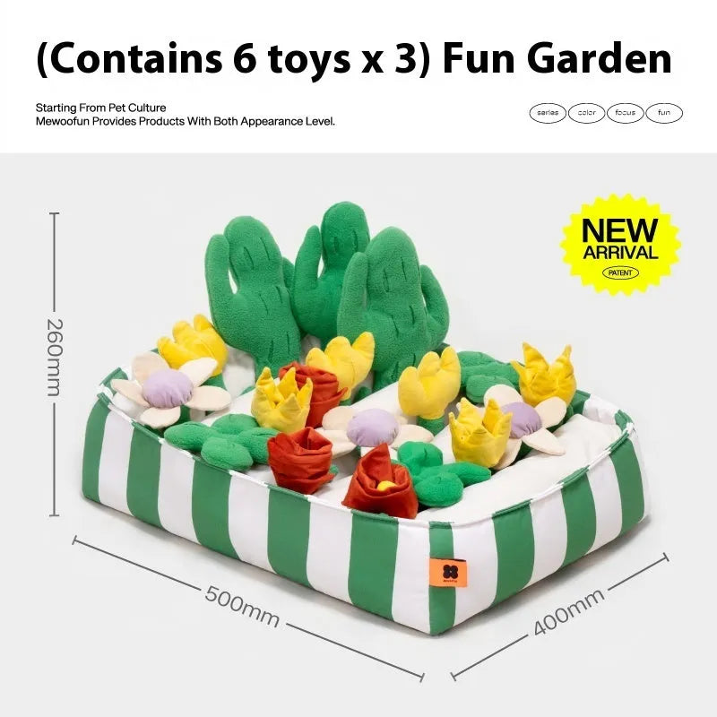 Fabric dog snuffle mat in various colour themes for mental stimulation and scent games