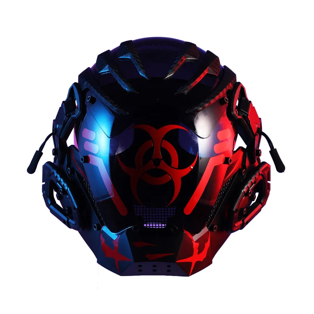 Black full face prop mask helmet for cyberpunk and Halloween costumes
