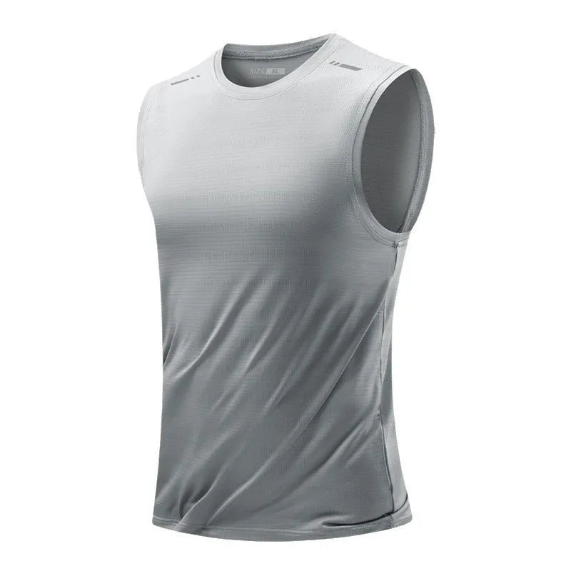 Men's loose sleeveless waistcoat vest in a solid colour, showcasing the straight hem and casual fit.