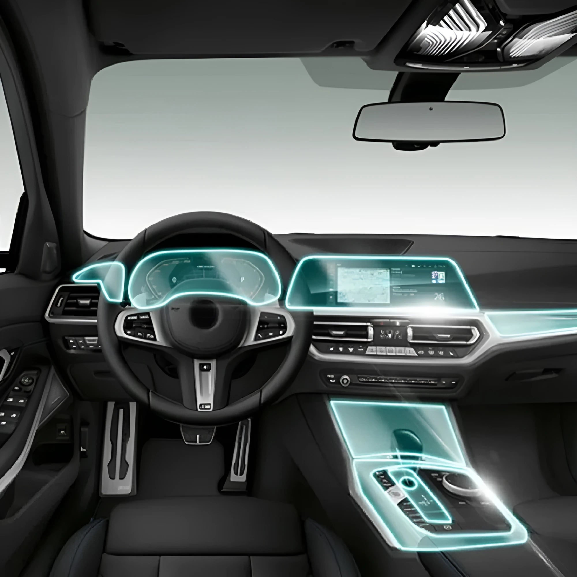 Clear TPU protective film for BMW 3 Series interior central control panel 2014-2020