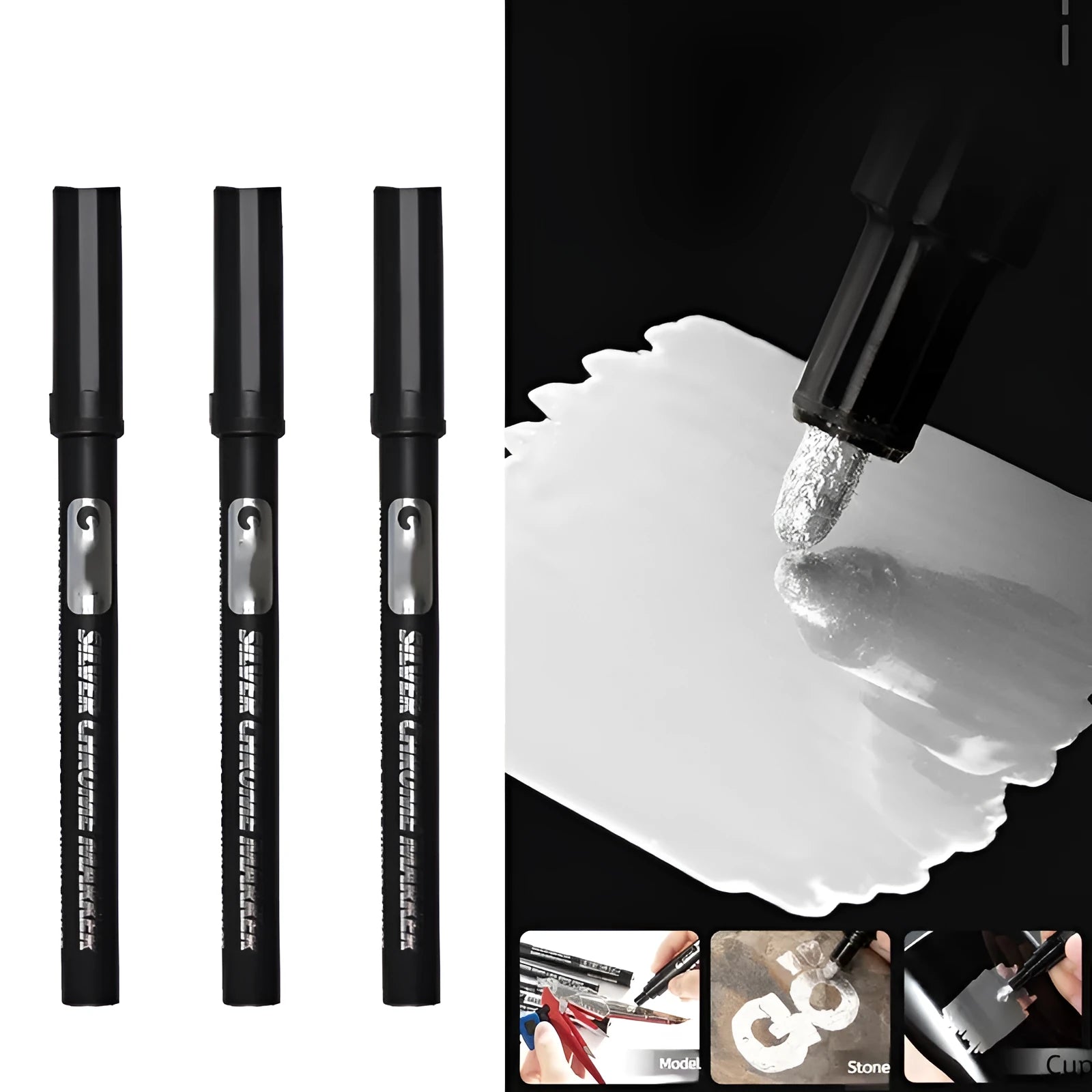 Waterproof mirror marker pen with choice of 1mm or 2mm nib on a plastic body.