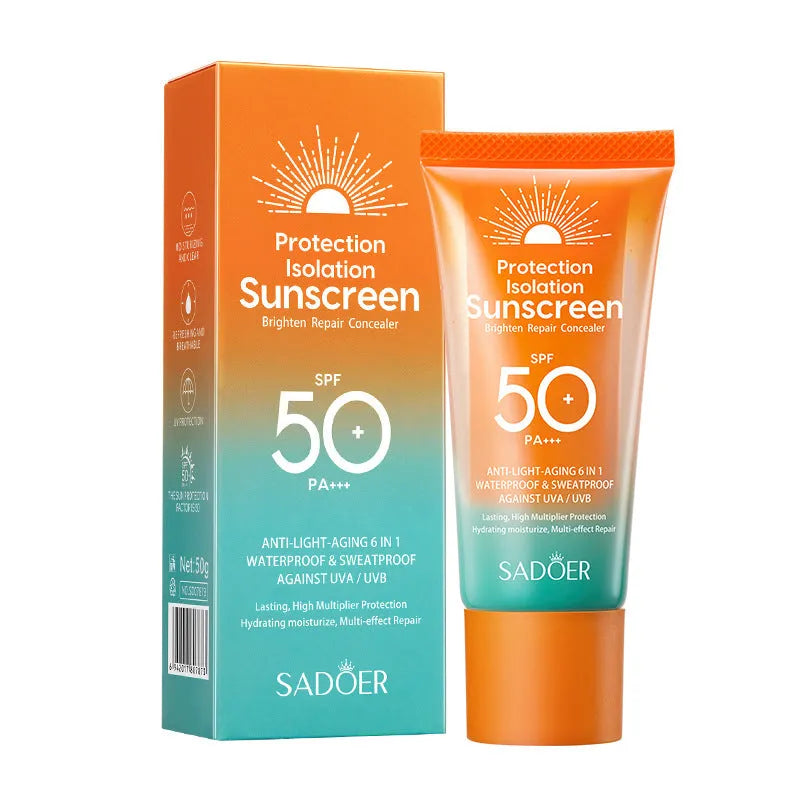 Double Tube Multi-Effect Repair Isolation Sunscreen 50g tube with sun protection and makeup primer text