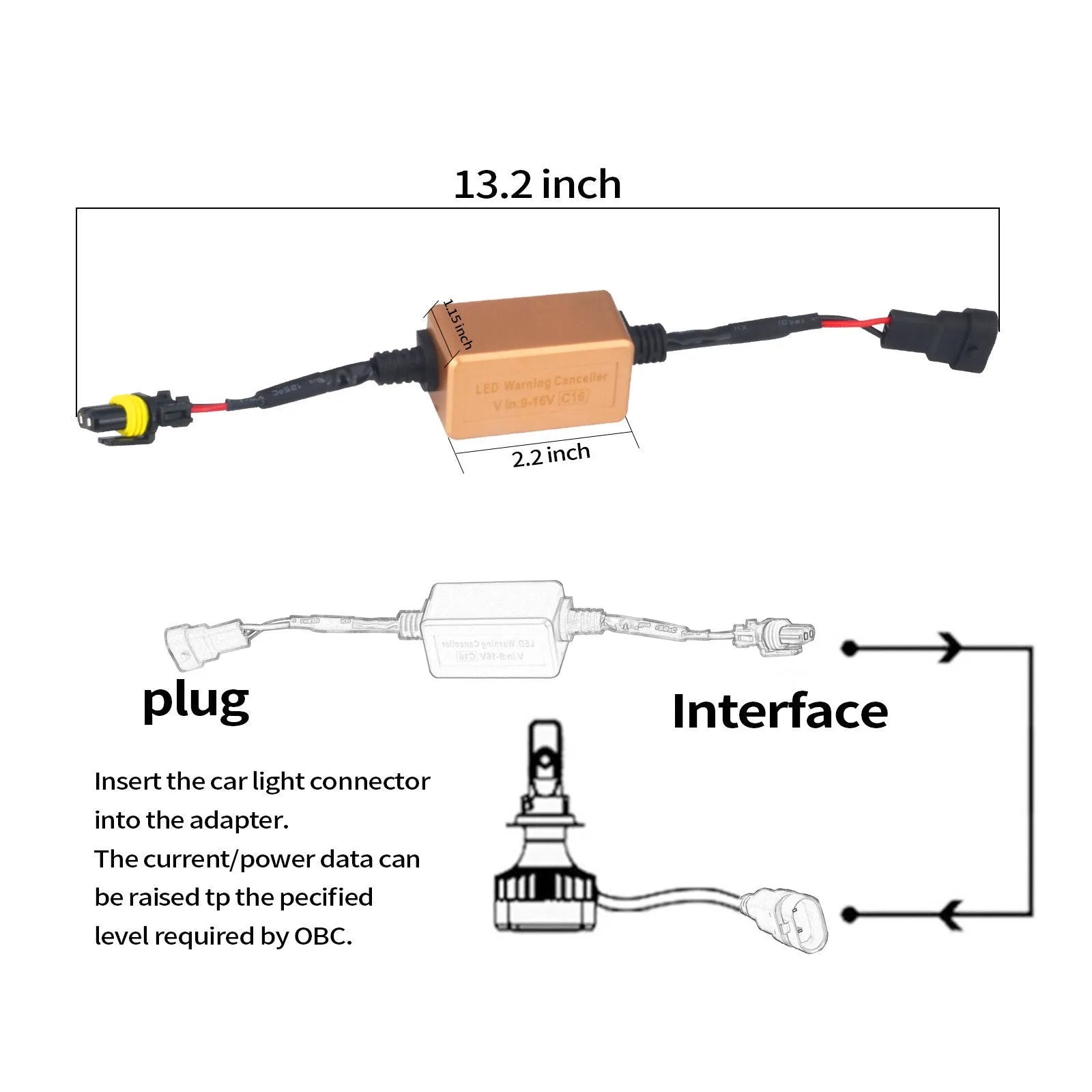 Black alloy H4 H7 H11 LED car headlight Canbus decoder for error code elimination