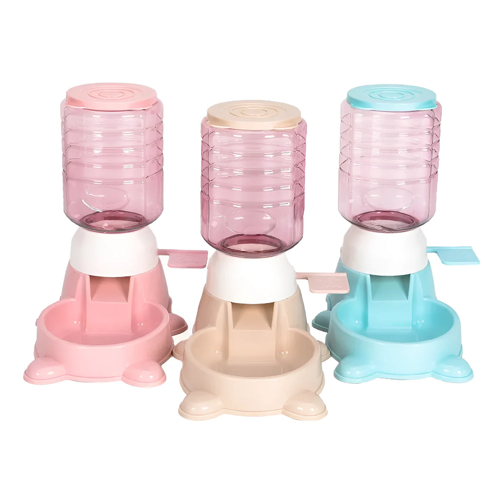 Automatic dog food machine 1.8L pet puzzle feeding device in apricot colour with drinking fountain style