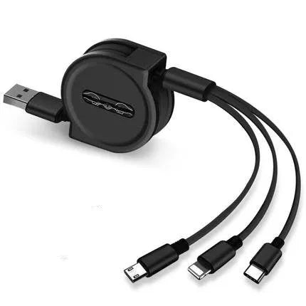 3-in-1 telescopic charging cable extended to 120cm with titanium alloy connectors